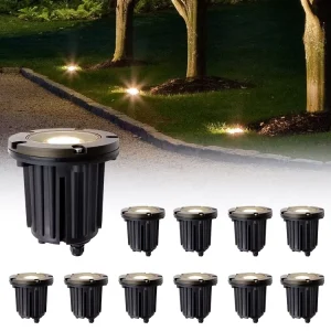 ETL Listed Solid Brass Anti-Glare IP65 Waterproof Low Voltage Outdoor 12V AC/DC Sturdy Buried LED Inground Underground Lights