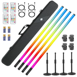 EU Warehouse DDP Delivery 4Pack 4ft Battery Powered RGB LED Neon Tube Light Stick Stand for Video Studio Party DJ StageLighting