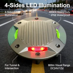 Electric LED Tunnel Road Stud 4 Side Lighting Highway Safety Warning Marker with 800m Visual Distance