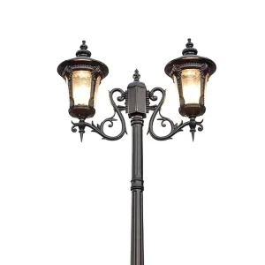 European Classic 2 Heads Garden Lights Street Light Modern Vintage Pole Lamp Post E27 for Yard Landscape Outdoor Lighting