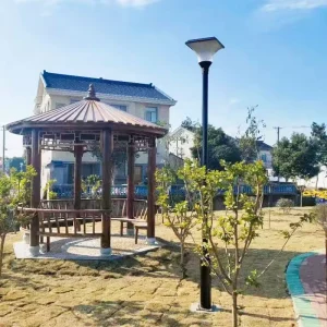 European Style 20W Solar Powered IP65 LED Garden Post Light 3m Galvanized Pole Waterproof Outdoor Landscape Street Lamp