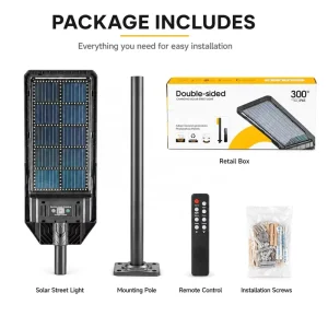 Factory 300w Outdoor Park Courtyard Human Body Sensing Intelligent Control Street Lamp Solar Street Lamp