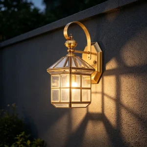 Factory Customized Brass LED Garden Wall Lamp Outdoor Waterproof for Balcony Courtyard Corridor Villa Duplex Luxury Gold