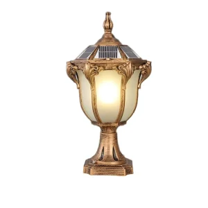 Factory Direct Outdoor Solar Garden Light Round Pillar Cap Remote Photosensitive Villa Fence Landscape Solar Garden Light Lamp