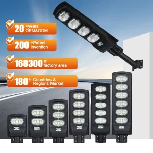 Factory Price Long Life ABS IP65 50W 100W 150W 200W 250W 300W 6000K Streetlight All In One Led Solar Street Light