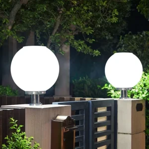 Fence Gate Lighting Led Globe Garden Path Villa Landscape Lawn Lights Crystal Glass Ball Outdoor Pillar Light Lamp