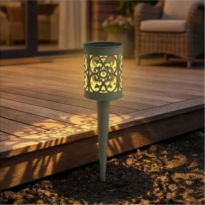 Filigree Solar Path Light Decorative Metal Stake Lamp for Outdoor Garden Yard Landscape