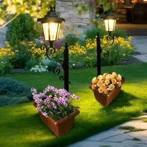 Floor-Standing Solar LED Lantern with Flower Pot for Pathways, Gardens, Lawns, Parks, Gates, Hotels, Villas, and Restaurants