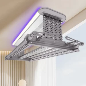 Foldable LED Heating UV Sterilizing Remote-Controlled Ceiling Drying Rack for Narrow Balconies