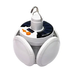 Foldable Soccer-Shaped LED Lamp IP65 Solar-Powered Rechargeable Camping Tent Light Energy-Saving Press-Type Bulb