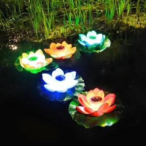 Garden Decoration RGB Multicolor Floating Pond Led Solar Lamp Energy Saving Solar Lotus Flower Lantern Light for Yard Pool