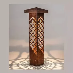 Garden Ornaments Artwork 12V Christmas LED Decorative Corten Steel Rusty Garden Path Lighting Design Bollard Light