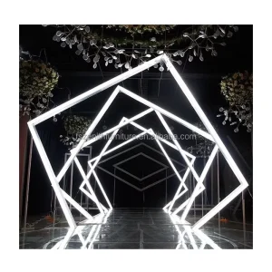 Geometric Time Tunnel Wedding Backdrop LED Light Iron Backdrop Arch for Wedding Decoration