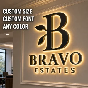 Hanging LED Backlit Metal Acrylic Logo Letters for Shop Cafe Entrance Branding Light Up Sign
