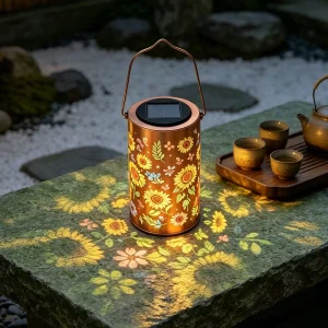 Heavy Duty Iron Waterproof Solar Garden Lantern Auto On Off Outdoor Light for Yard, Pathway and Porch Decor with IP65