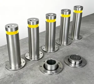 Heavy Duty Semi Auto Rising Bollard Gas Spring Assisted 316 Stainless Steel Manual Lock Commercial Barrier