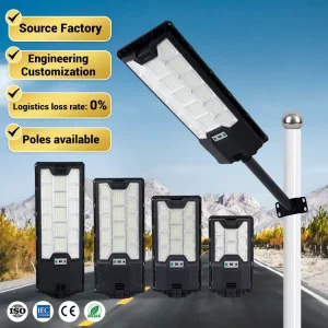 High Brightness 6500K Road Lamps IP65 Waterproof 100W 200W 300W 400W Modern ABS Outdoor LED Solar Street Lights