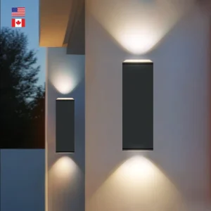 High Efficiency ETL Up and Down 5CCT LED Wall Lamp IP65 Outdoor Wall Light Square Photocell AC120-277V LED Sconce for Garage