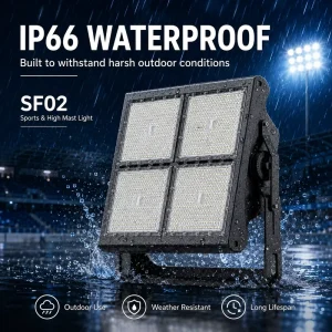 High Power LED Sports Flood Light IP66 IK08 Outdoor Lighting 25/45/60/90 Beam Angle Aluminum Alloy 5-Year Warranty