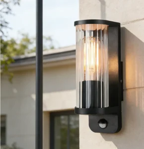 High Transmittance Outdoor Waterproof Wall Mounted Lighting With PIR Motion Sensor Garden Light Aluminum Base E27 Lamps
