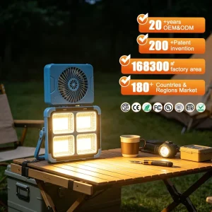 Highly Portable Solar Floodlight 200w Output Power Lithium-lon 3.7V 8AH Battery Solar Hand-held Floodlight for Outdoor