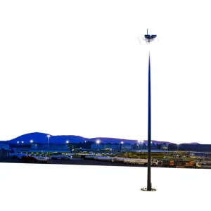Hot Dip Galvanized Powder Coated Q235 Steel High Mast Lighting Street Light Pole 15M 35M Height 180km h Wind Resistance 20 Year