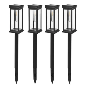IP44 Black Plastic Solar Torch Garden Stake Soft Warm White LED Filament Pathway Light