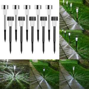IP44 Waterproof LED Solar Tube Light Outdoor Stainless Steel Landscape Pathway Lamp for Garden Yard Decoration
