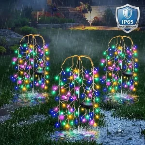 IP65 100 LED Solar Garden Landscape Firework Lights with Water-Resistant Design and Light Sensor Control