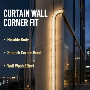 IP65 16x16mm 18W Silicone LED Neon Wall Washer Light 24V Flexible Strip, Dimmable, for Building Facade Lighting