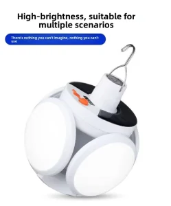IP65 Foldable Football-Shaped Solar USB Rechargeable LED Camping Lantern with Touch Control