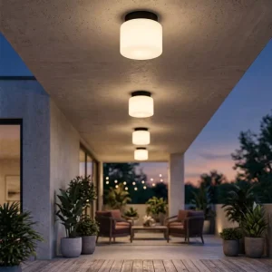 IP65 Outdoor Cylinder Glass Shade Surface-Mounted 12W LED Ceiling Light