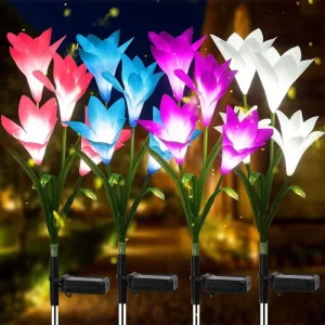 IP65 Solar Powered Garden Lights Waterproof LED Artificial Calla Lily for Outdoor Yard Lawn Decoration