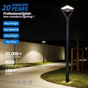 IP65 Waterproof Aluminum LED Garden Street Light 30 50 100W Outdoor Circular Integrated Path Channel Lane Lamp Post