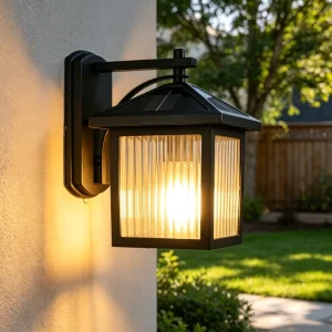 IP65 Waterproof E27 Wall Lamp with Aluminum Textured Glass Shade