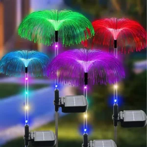 IP65 Waterproof Jellyfish Fiber Optical Lighting Solar Jellyfish Lamp LED Outdoor Garden Lawn Decor Lights Fibreglass Lamp