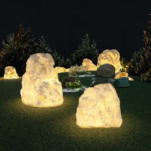 IP65 Waterproof LED Garden Pathway Light with Simulated Stone Design for Outdoor Patios and Courtyards, AC Powered