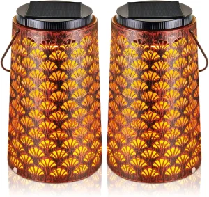 IP65 Waterproof LED Hanging Solar Lanterns Iron Yard Decor Outdoor Backyard Porch Patio Table Balcony Lawn Pathway Rechargeable