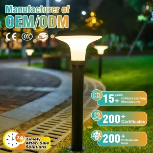 IP65 Waterproof LED Solar Lawn Light with Monocrystalline Panel and LiFePO4 Battery, All-Night, 3000/6000K
