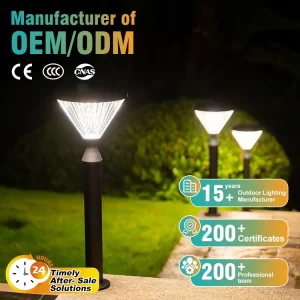IP65 Waterproof LED Solar-Powered Outdoor Lawn Garden Spike Bollard Light with Battery