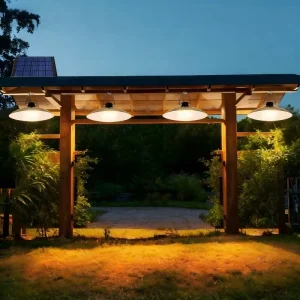 IP65 Waterproof Solar Garden Powered LED Pendant Lights with Light Sensor Control for Chicken Coop Garage Workshop