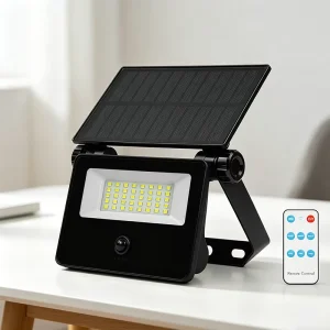 IP65 Waterproof Solar Outdoor Flood Light with Motion Sensor and Remote Control for Garden Yard Security