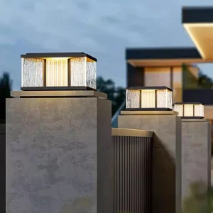 IP65 Waterproof Solar Outdoor LED Pillar Light Aluminum Body European Classical Style Dimmable Decorative Landscape Columns