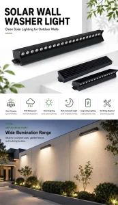 IP65 Waterproof Solar-Powered LED Wall Washer Light with Remote Adjustable Outdoor Courtyard Landscape Lighting