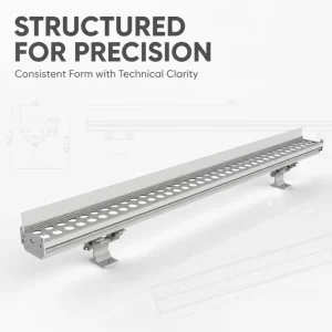 IP67 Aluminum LED Linear Strip Light Tube Wall Washer for Building 48 DMX 512 Water Resistant