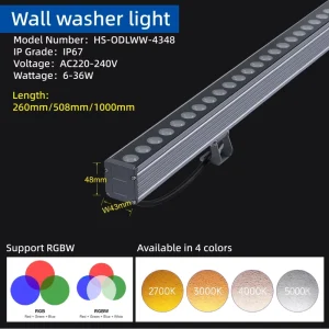 Outdoor LED Architectural Wall Washer Light RGBW Waterproof IP67