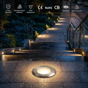 IP68 Waterproof Stainless Steel LED Underground Lights for Outdoor Landscape Park 12V 24V Low Voltage Recessed Inground Swimming