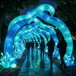 Immersive Walk-through Light Tunnel Lantern Installations for Theme Parks Shopping Malls and Holiday Scenic Spots