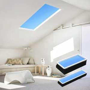Indoor Artificial Sunlight LED Skylight with Remote Control, Dimmable Circadian Faux Blue Panel Light