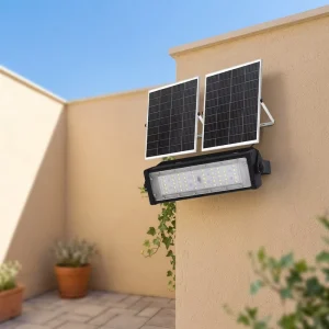 Industrial Grade Heavy Duty Waterproof Shell 100W Solar Light with Smart Sensor for Entry Door and Garage Wall
